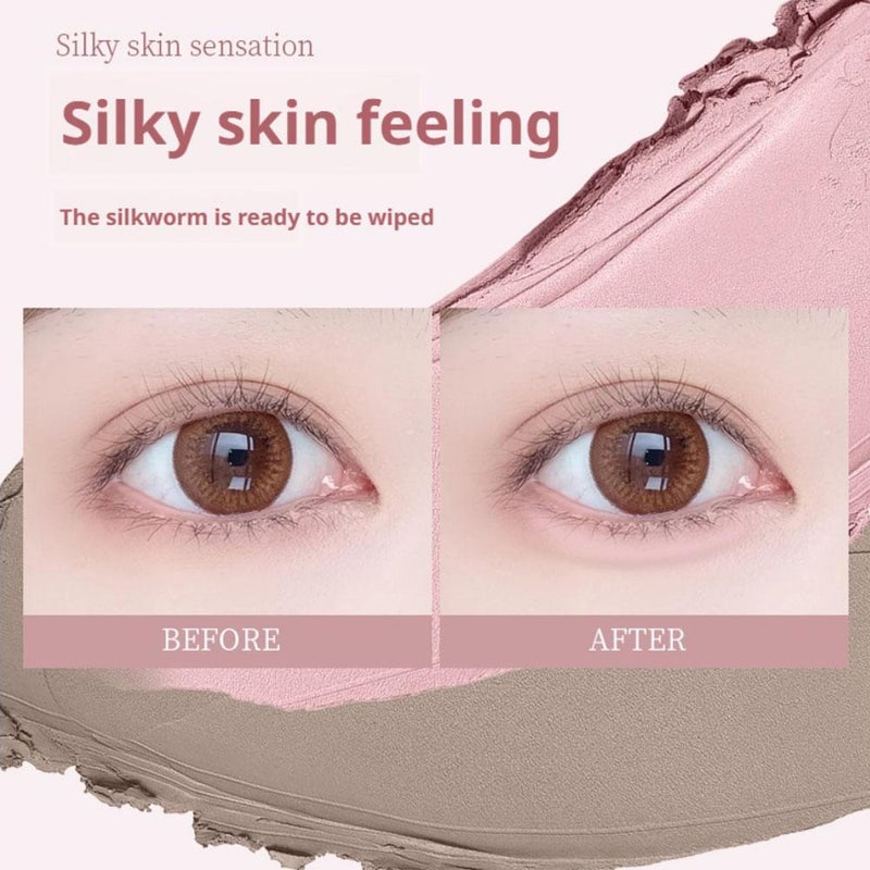 Two-color Eyebrow Silkworm Pen, Under Eye Brightener Stick, 3-in-1 Dual Tip Highlighter for Lifting & Highlighting (Nude Beige) - Image 4